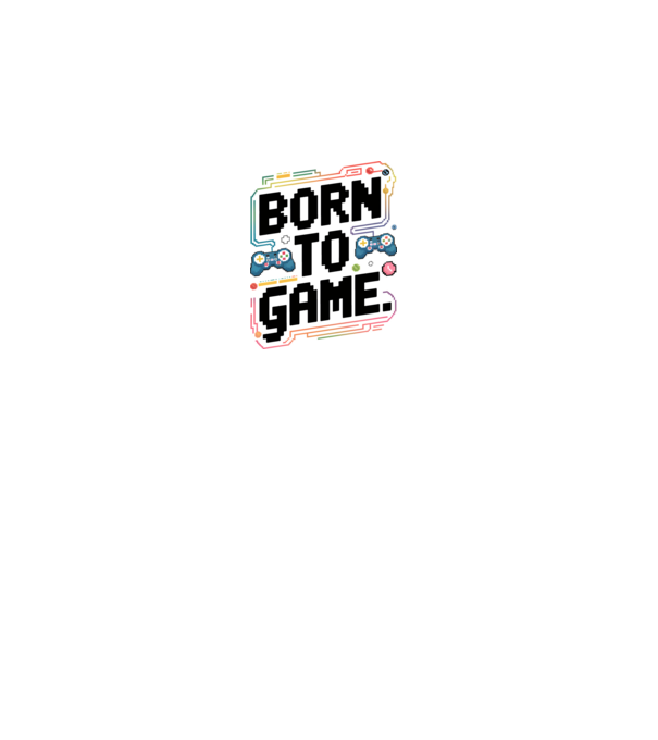 Born to Game Pixel Alb model gri pe tricou