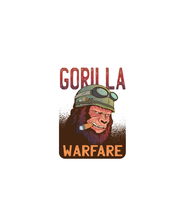 Gorilla Warfare model alb pe tricou