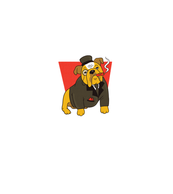 Bulldog englezesc cu trabuc model negru pe tricou