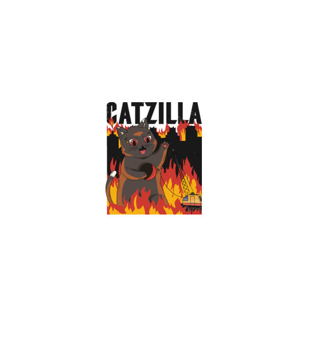 Anime Catzilla model alb pe tricou