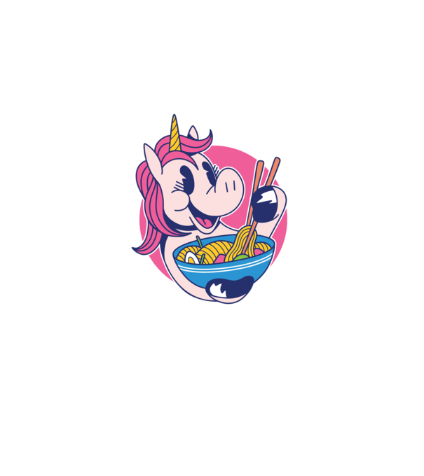 Unicorn Ramen model negru pe tricou
