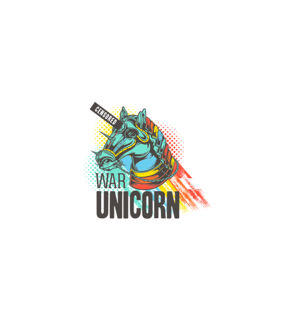 War Unicorn model alb pe tricou