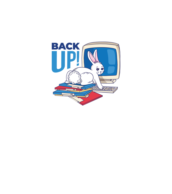 Back up bunny model alb pe tricou