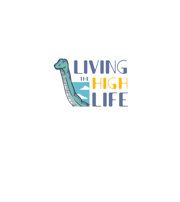 Living the High Life Dinosaur model albastru jeanși pe tricou