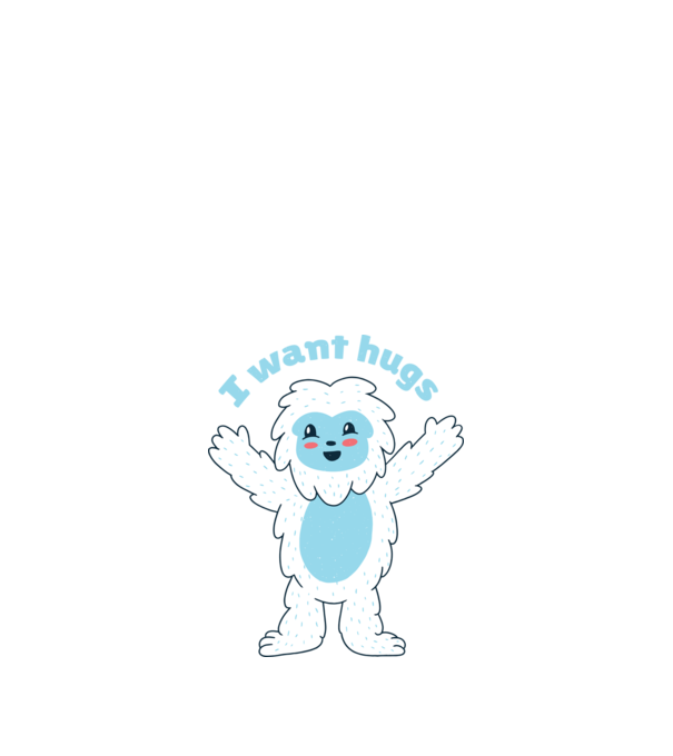 Vreau o îmbrățișare Yeti drăguț model negru pe tricou