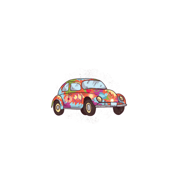 Hippy Beetle Volkswagen model turcoaz pe tricou