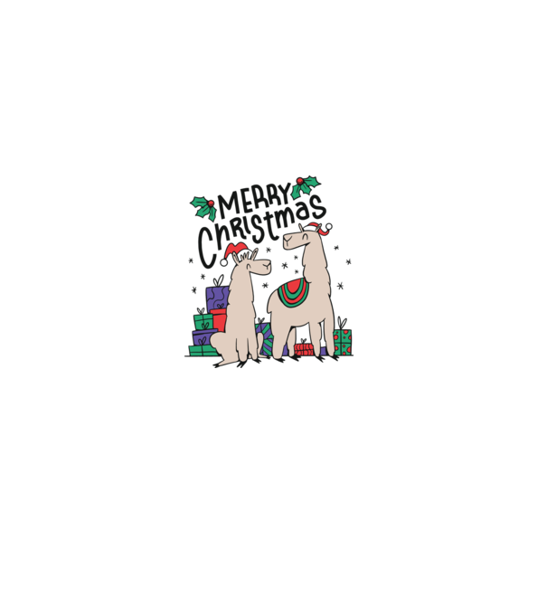 Alpaca de Crăciun model alb pe tricou