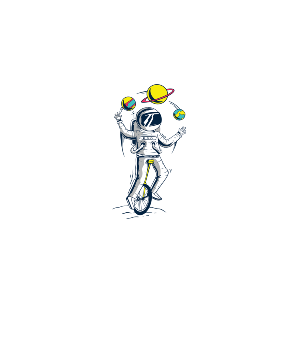 Jongler Astronaut model albastru deschis pe tricou