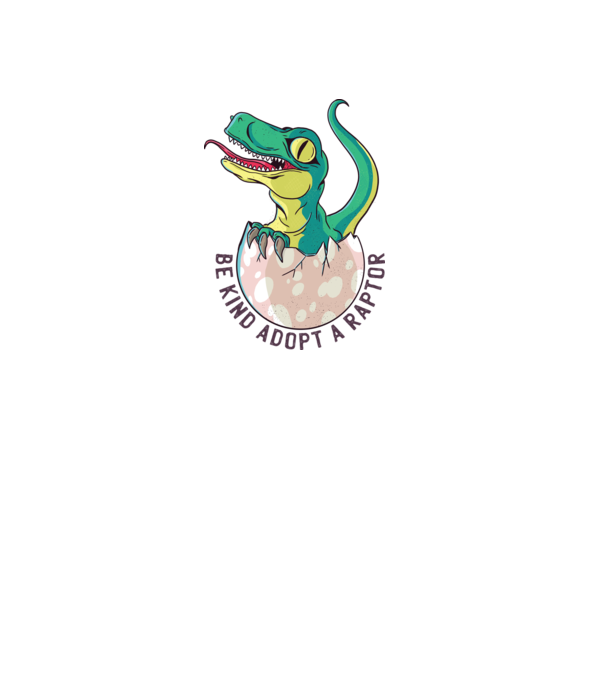 Be kind adopt a Raptor tricou cu dinozaur model alb pe tricou