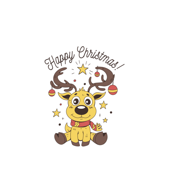 Happy Christmas Reindeer Alb model alb pe tricou