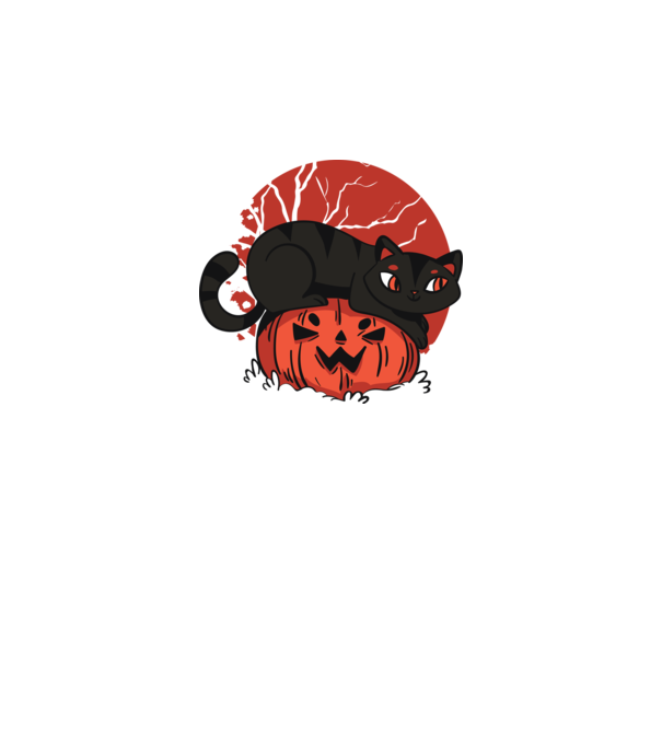 Pisică pe dovleac Halloween model negru pe tricou