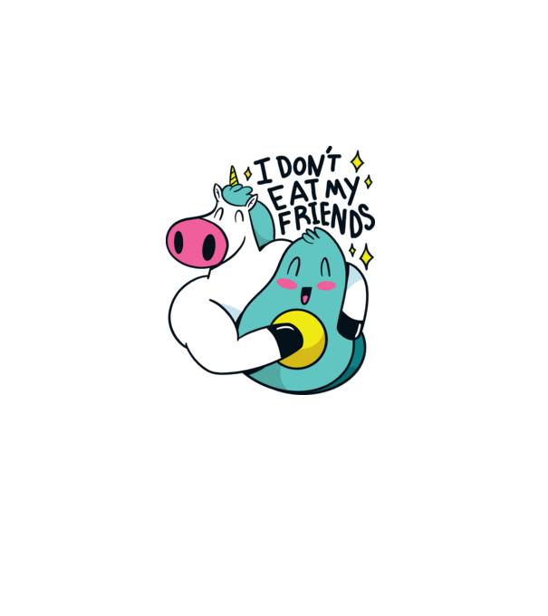 Unicorn Avocado Prietenie model albastru închis pe tricou
