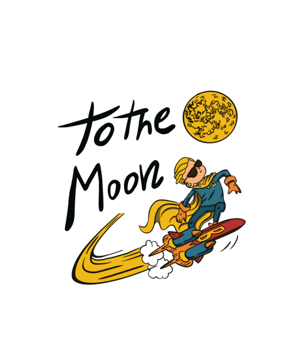 To the Moon Bitcoin model alb pe tricou