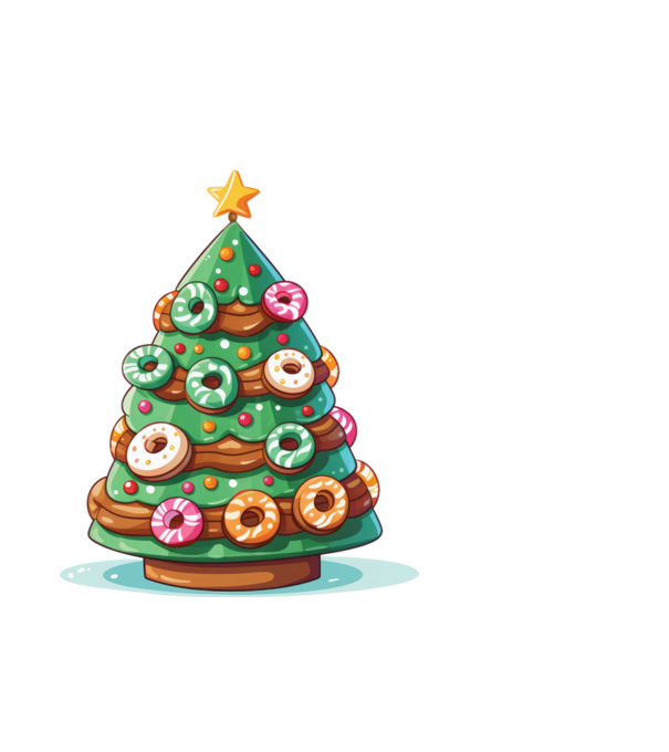 Doughnut pom de Crăciun model alb pe tricou