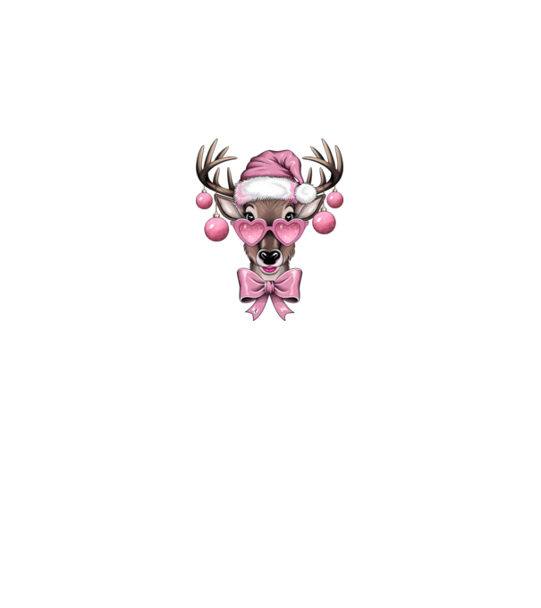 Pink Xmas Reindeer model alb pe tricou