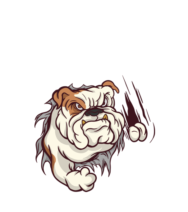 Bulldog model alb pe tricou