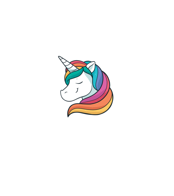Cap de unicorn model alb pe tricou