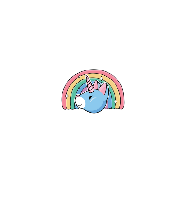 Pisică Unicorn model albastru închis pe tricou