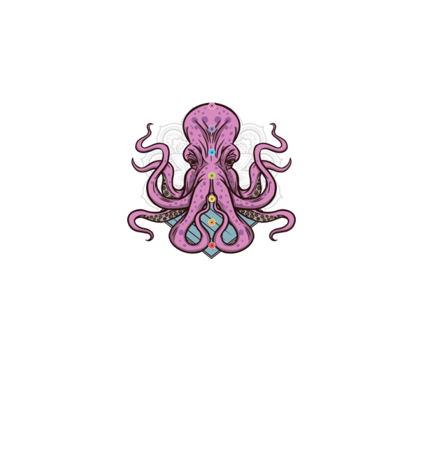 Yoga Octopus model negru pe tricou