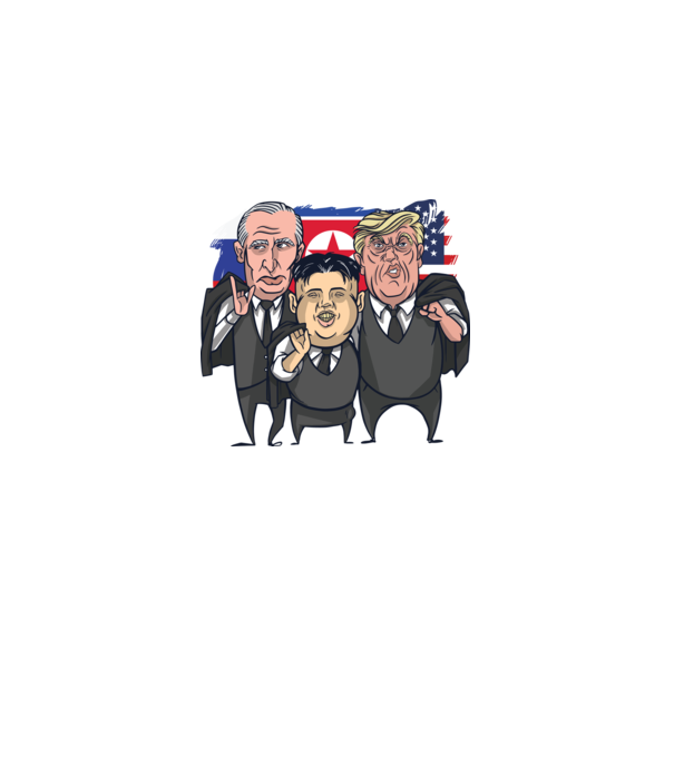Trump, Putin, Kim - trei prieteni buni model alb pe tricou