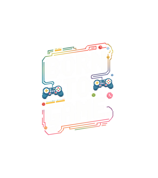 Born to Game Pixel Negru model alb pe tricou