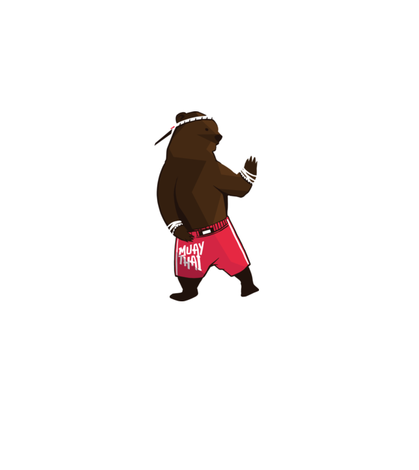 Urs Muay Thai model gri pe tricou