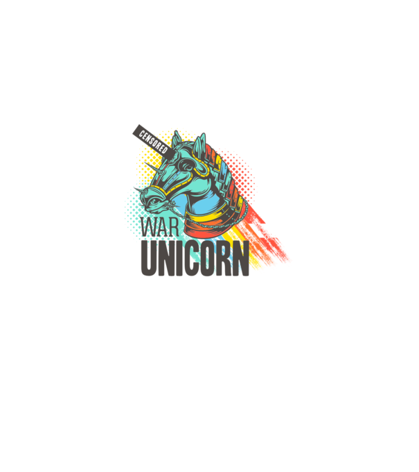 War Unicorn model alb pe tricou
