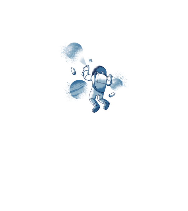 Graffiti Astronaut model gri pe tricou