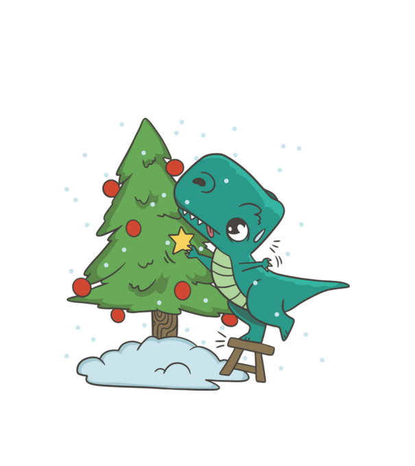 T-rex decorare pom de Crăciun model alb pe tricou