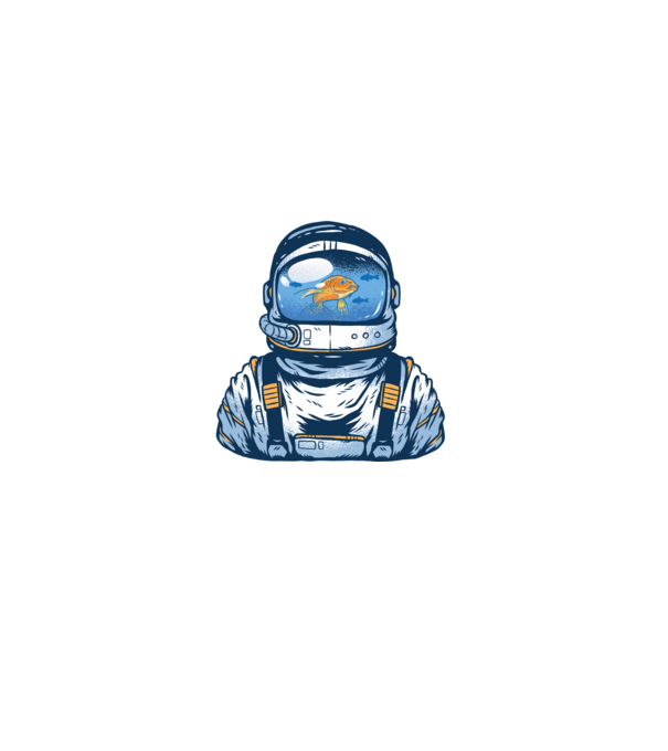 Peștișor auriu Astronaut model negru pe tricou