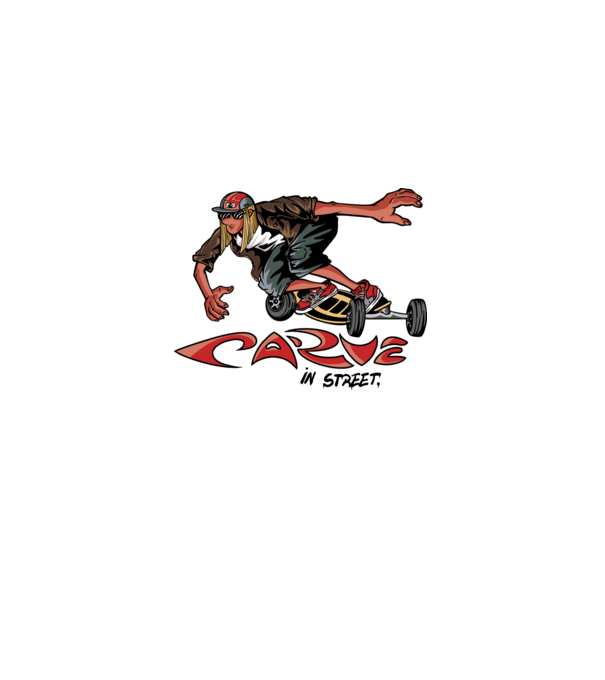 Carveboard Longboard model alb pe tricou