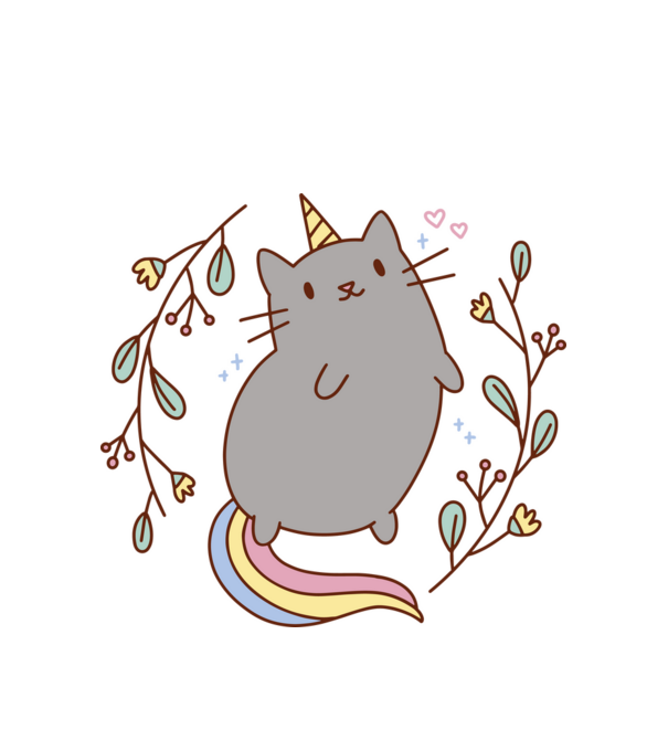 Pisică Unicorn model alb pe tricou