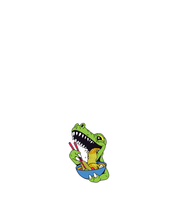 T-rex Ramen model negru pe tricou