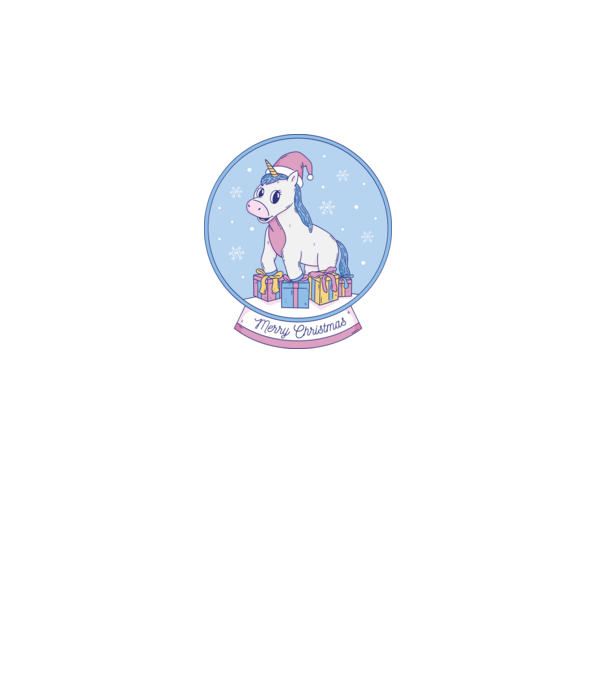 Glob de zăpadă drăguț, de Crăciun, cu Unicorn model turcoaz pe tricou