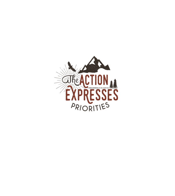 The action expresses priorities model alb pe tricou