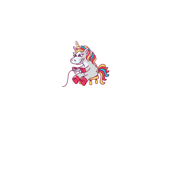 Gamer Unicorn model alb pe tricou