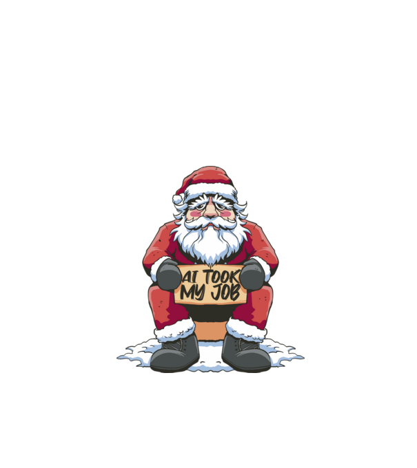 AI took my job Santa model negru pe tricou