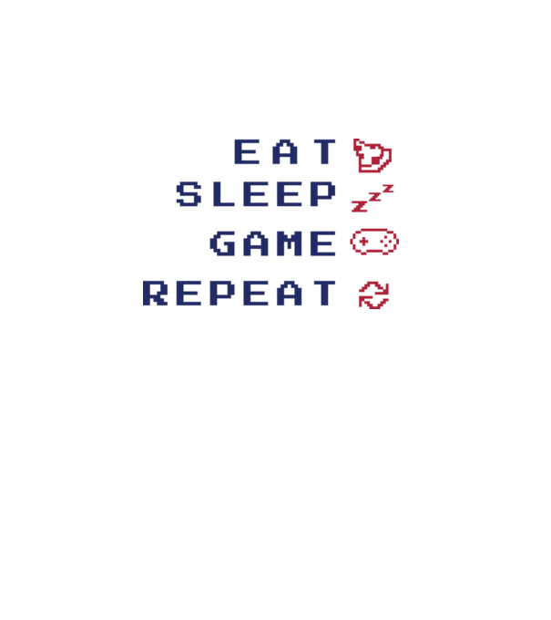 Eat Sleep Game Repeat model alb pe tricou