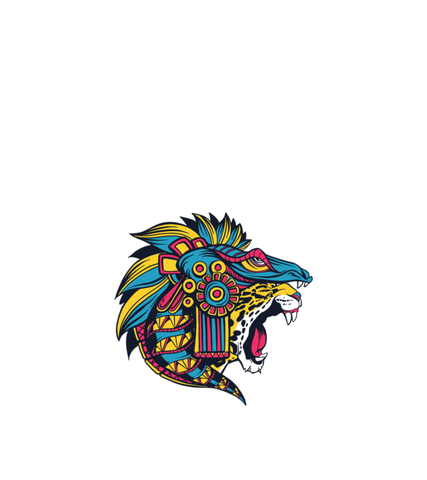 Aztec Jaguar model alb pe tricou