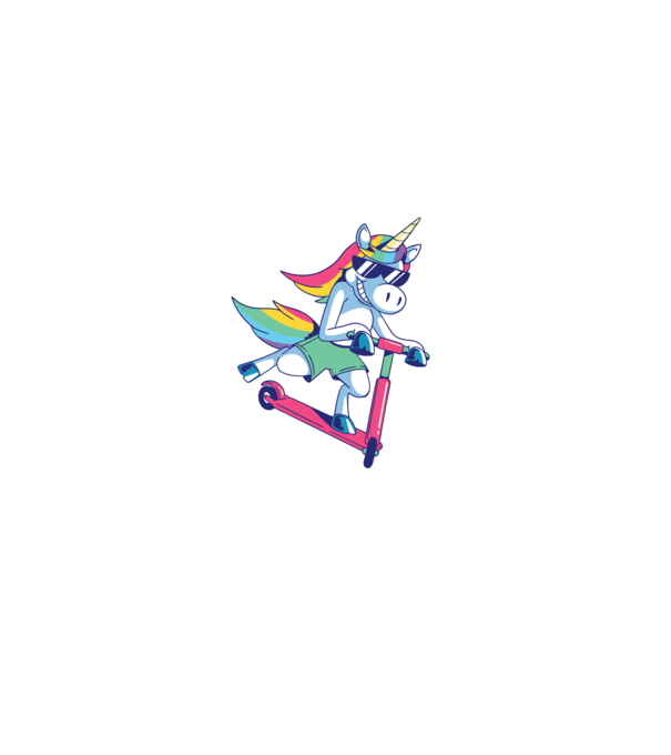 Unicorn cu trotinetă tricou amuzant model negru pe tricou