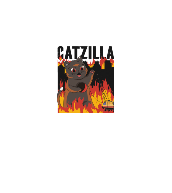 Anime Catzilla model alb pe tricou