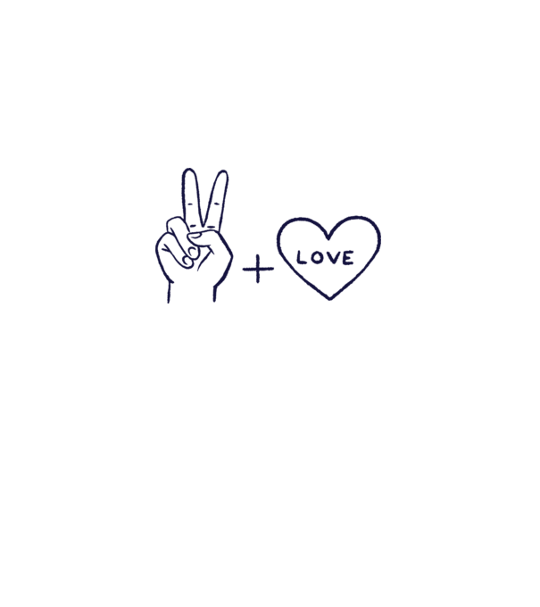 Peace + Love model alb pe tricou