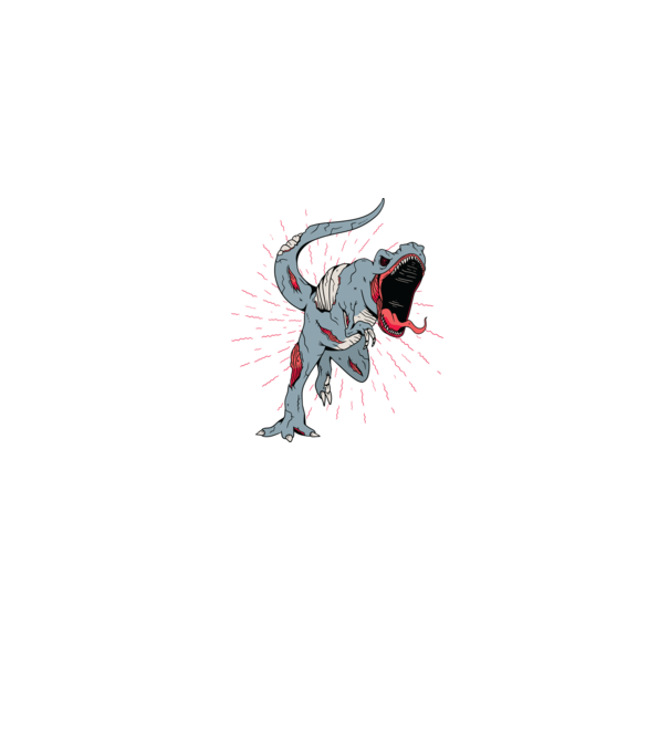 T-rex Zombie model gri pe tricou