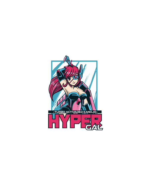 Hyper Gal - Fată Anime model negru pe tricou