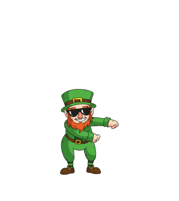Leprechaun Floss DAB model alb pe tricou