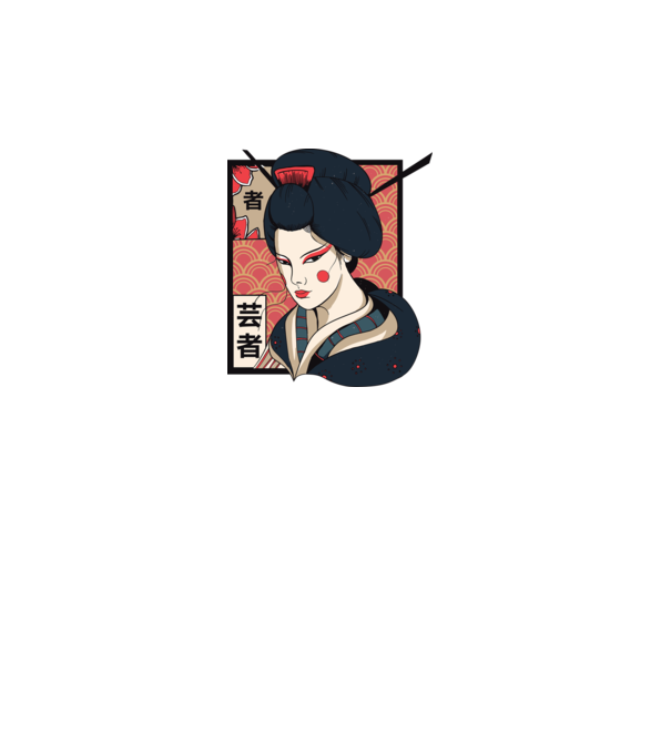 Geisha Japonia model alb pe tricou