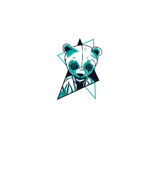 Panda Neon model alb pe tricou