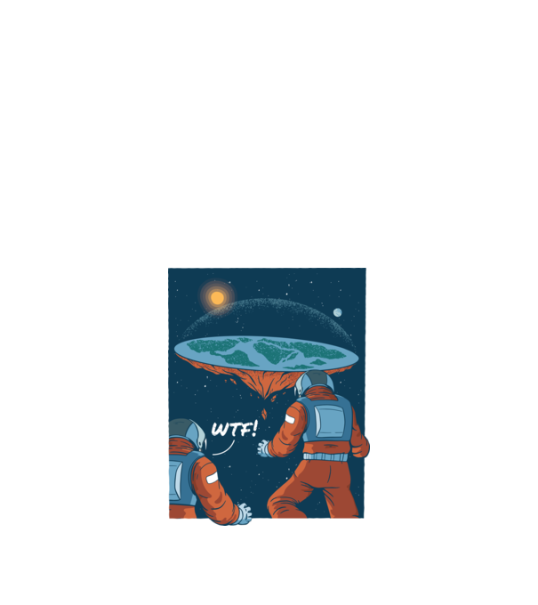Astronaut Pământ plat model negru pe tricou