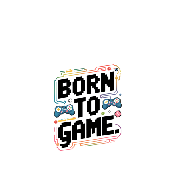 Born to Game Pixel Alb model alb pe tricou