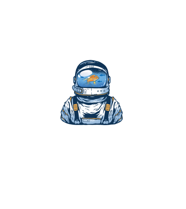 Peștișor auriu Astronaut model negru pe tricou
